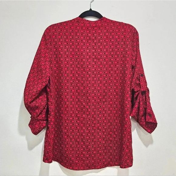 Calvin Klein Roll Tab Sleeve Blouse - Picture 2 of 4